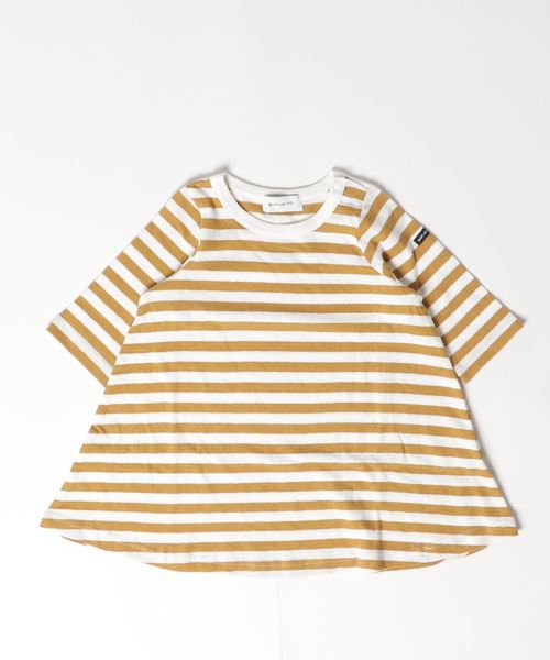 quoti use fith(クゥオティ ユース フィス)の「ボーダー 長袖 ひざ丈ワンピース(ワンピース・キッズ・ベージュ/カーキ/レッド/ネイビー/グレー/ブラック・80/90/100/110/120/130)」の4枚目の写真