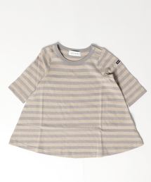 ボーダー 長袖 ひざ丈ワンピース