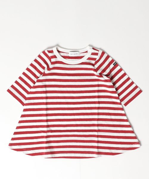 quoti use fith(クゥオティ ユース フィス)の「ボーダー 長袖 ひざ丈ワンピース(ワンピース・キッズ・ベージュ/カーキ/レッド/ネイビー/グレー/ブラック・80/90/100/110/120/130)」の6枚目の写真