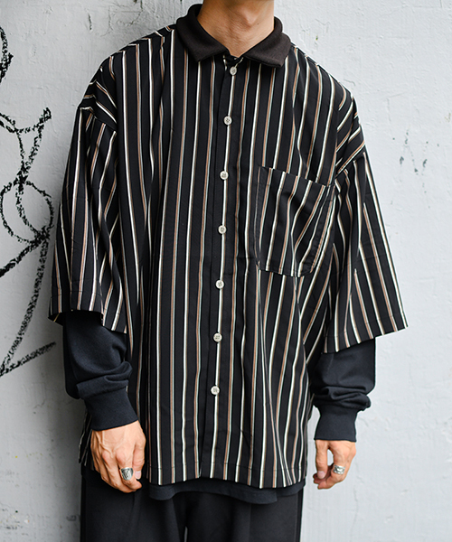 kutir（クティール）の「リブ襟柄シャツ（シャツ/ブラウス・メンズ・ブラック/ネイビー/マスタード・MEDIUM/LARGE）」の20枚目の写真