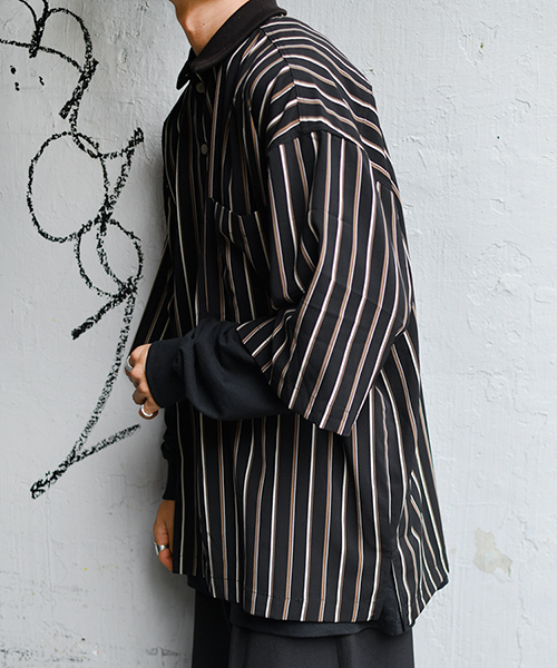 kutir（クティール）の「リブ襟柄シャツ（シャツ/ブラウス・メンズ・ブラック/ネイビー/マスタード・MEDIUM/LARGE）」の21枚目の写真