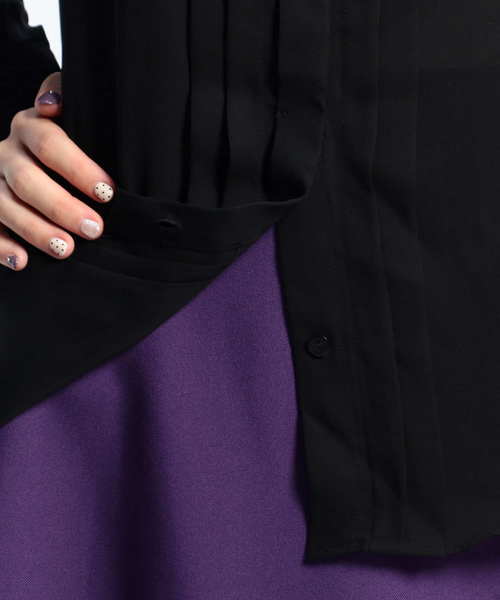 NARACAMICIE（ナラカミーチェ）の「ジョーゼットクルーネック長袖ブラウス（シャツ/ブラウス・レディース・ブラック/パープル/ボルドー・SMALL/MEDIUM/LARGE）」の14枚目の写真