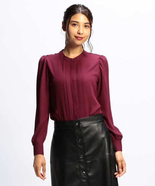 NARACAMICIE（ナラカミーチェ）の「ジョーゼットクルーネック長袖ブラウス（シャツ/ブラウス・レディース・ブラック/パープル/ボルドー・SMALL/MEDIUM/LARGE）」の12枚目の写真