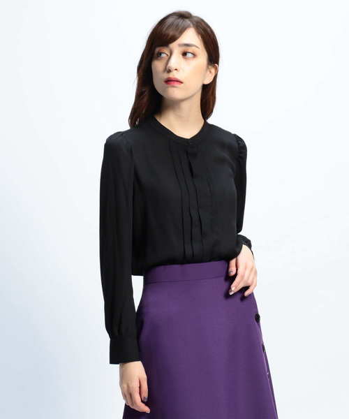 NARACAMICIE（ナラカミーチェ）の「ジョーゼットクルーネック長袖ブラウス（シャツ/ブラウス・レディース・ブラック/パープル/ボルドー・SMALL/MEDIUM/LARGE）」の16枚目の写真