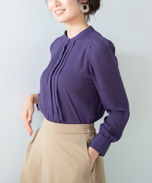 NARACAMICIE（ナラカミーチェ）の「ジョーゼットクルーネック長袖ブラウス（シャツ/ブラウス・レディース・ブラック/パープル/ボルドー・SMALL/MEDIUM/LARGE）」の18枚目の写真