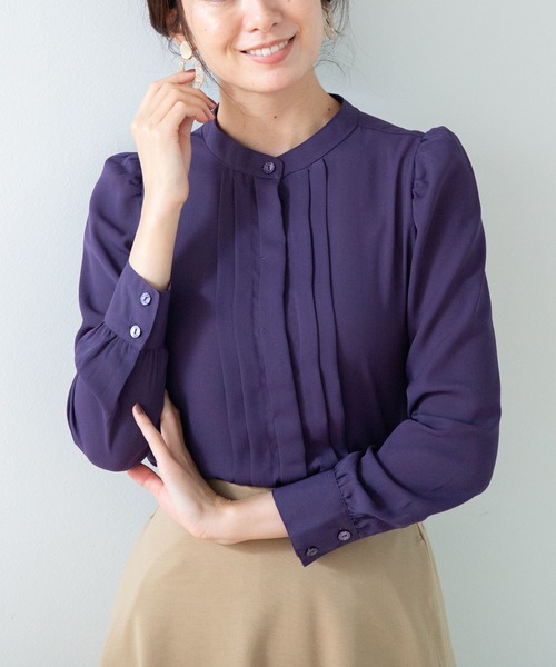 NARACAMICIE（ナラカミーチェ）の「ジョーゼットクルーネック長袖ブラウス（シャツ/ブラウス・レディース・ブラック/パープル/ボルドー・SMALL/MEDIUM/LARGE）」の22枚目の写真