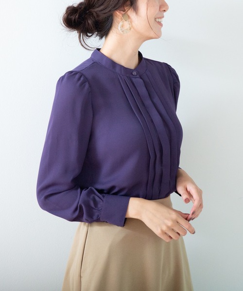 NARACAMICIE（ナラカミーチェ）の「ジョーゼットクルーネック長袖ブラウス（シャツ/ブラウス・レディース・ブラック/パープル/ボルドー・SMALL/MEDIUM/LARGE）」の21枚目の写真