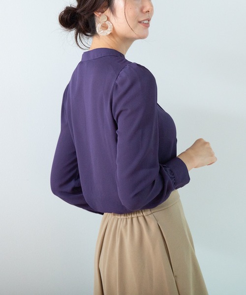 NARACAMICIE（ナラカミーチェ）の「ジョーゼットクルーネック長袖ブラウス（シャツ/ブラウス・レディース・ブラック/パープル/ボルドー・SMALL/MEDIUM/LARGE）」の20枚目の写真