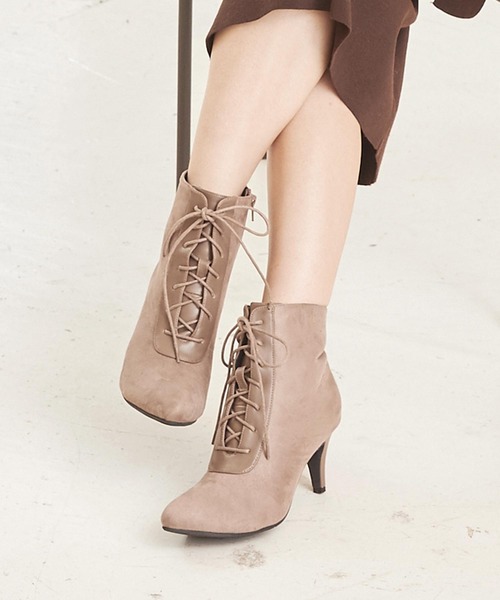 KOBE LETTUCE（コウベレタス）の「ポインテッドトゥレースアップショートブーツ（ブーツ・レディース・ブラック/ブラウン/グレイッシュベージュ・LL/S/M/L）」の3枚目の写真