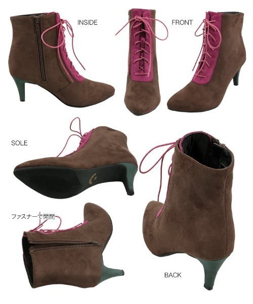 KOBE LETTUCE（コウベレタス）の「ポインテッドトゥレースアップショートブーツ（ブーツ・レディース・ブラック/ブラウン/グレイッシュベージュ・LL/S/M/L）」の5枚目の写真