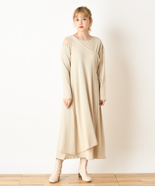 one after another NICE CLAUP(ワンアフターアナザーナイスクラップ)の「袈裟ワンピース(ワンピース・レディース・カーキ/アイボリー/モカ・FREE)」の2枚目の写真