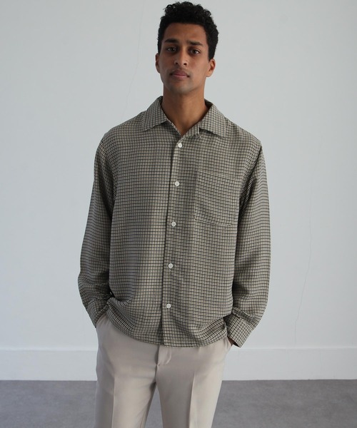 NILWAY(ニルウェイ)の「イージーケアポリトロバックスリットオープンカラーシャツ(シャツ/ブラウス・メンズ・ホワイト/チャコールグレー/ブラック/ベージュ/ブラウン/ブルー/ブラック系その他/ベージュ系その他・MEDIUM/LARGE/X-LARGE)」の7枚目の写真