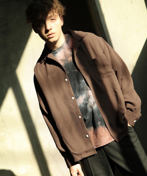 NILWAY(ニルウェイ)の「イージーケアポリトロバックスリットオープンカラーシャツ(シャツ/ブラウス・メンズ・ホワイト/チャコールグレー/ブラック/ベージュ/ブラウン/ブルー/ブラック系その他/ベージュ系その他・MEDIUM/LARGE/X-LARGE)」の16枚目の写真