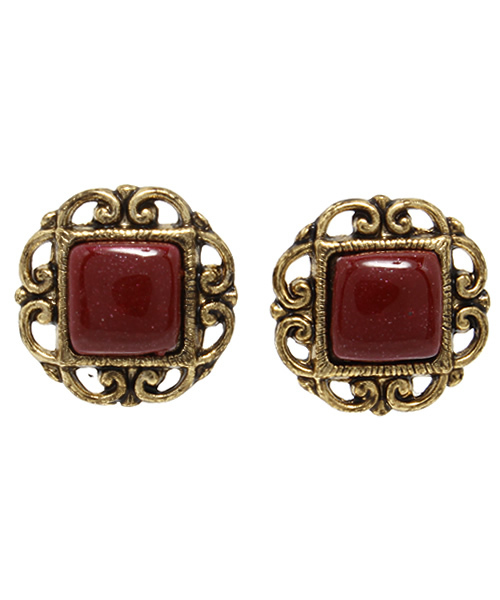 BEAMS BOY(ビームスボーイ)の「BEAMS BOY / アンティークボタンピアス(ピアス(両耳用)・レディース・レッド/グリーン・ONE SIZE)」の1枚目の写真