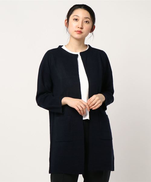 BELLUNA（ベルーナ）の「ミラノリブニット編地切替カーディガン（カーディガン/ボレロ・レディース・ネイビー/サックスブルー/ピンク/モカ/杢グレー・MEDIUM/LARGE/X-LARGE）」の14枚目の写真