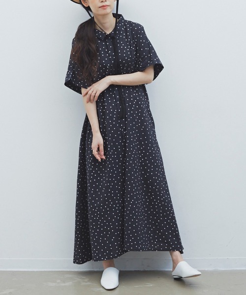 Libra Cue（リブラ キュー）の「Libra　フレアシャツワンピース（ワンピース・レディース・ブラック/ベージュ/カーキ/その他・FREE）」の4枚目の写真