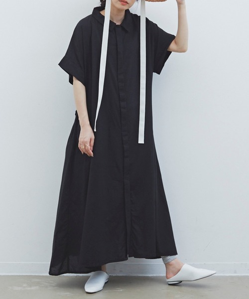 Libra Cue（リブラ キュー）の「Libra　フレアシャツワンピース（ワンピース・レディース・ブラック/ベージュ/カーキ/その他・FREE）」の2枚目の写真