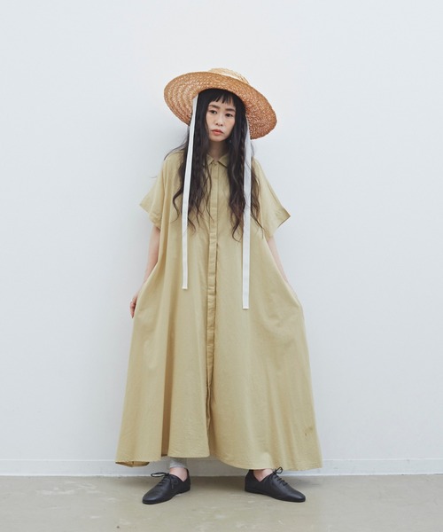 Libra Cue（リブラ キュー）の「Libra　フレアシャツワンピース（ワンピース・レディース・ブラック/ベージュ/カーキ/その他・FREE）」の10枚目の写真