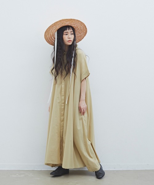 Libra Cue（リブラ キュー）の「Libra　フレアシャツワンピース（ワンピース・レディース・ブラック/ベージュ/カーキ/その他・FREE）」の12枚目の写真