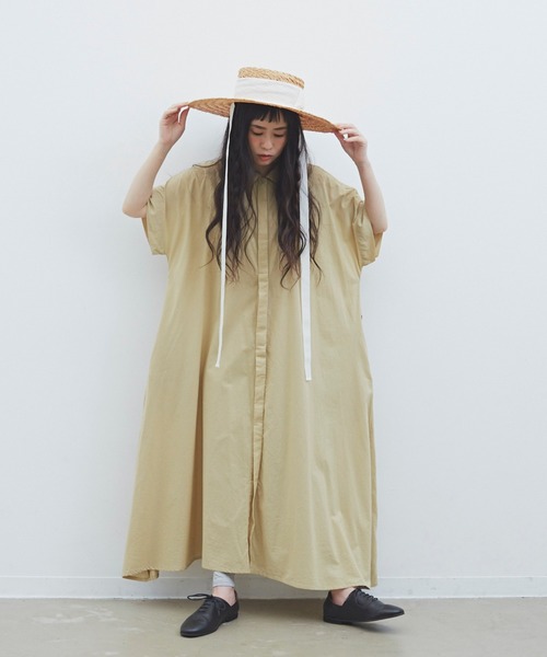 Libra Cue（リブラ キュー）の「Libra　フレアシャツワンピース（ワンピース・レディース・ブラック/ベージュ/カーキ/その他・FREE）」の14枚目の写真