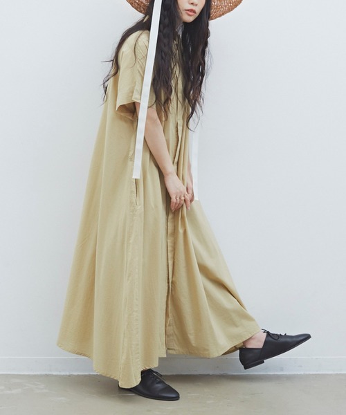 Libra Cue（リブラ キュー）の「Libra　フレアシャツワンピース（ワンピース・レディース・ブラック/ベージュ/カーキ/その他・FREE）」の15枚目の写真