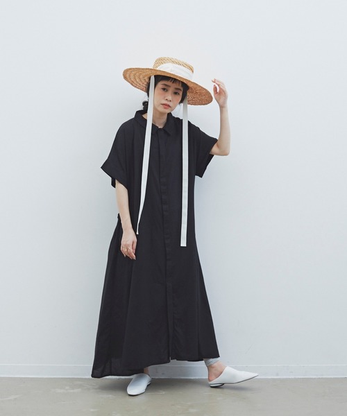 Libra Cue（リブラ キュー）の「Libra　フレアシャツワンピース（ワンピース・レディース・ブラック/ベージュ/カーキ/その他・FREE）」の5枚目の写真