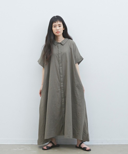 Libra Cue（リブラ キュー）の「Libra　フレアシャツワンピース（ワンピース・レディース・ブラック/ベージュ/カーキ/その他・FREE）」の16枚目の写真