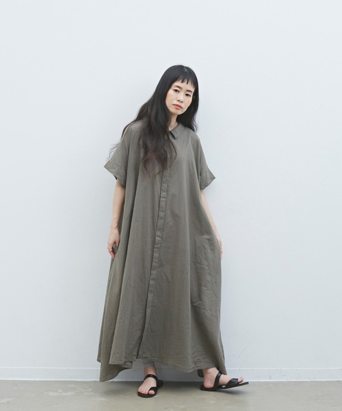 Libra Cue（リブラ キュー）の「Libra　フレアシャツワンピース（ワンピース・レディース・ブラック/ベージュ/カーキ/その他・FREE）」の17枚目の写真