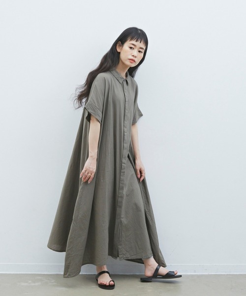 Libra Cue（リブラ キュー）の「Libra　フレアシャツワンピース（ワンピース・レディース・ブラック/ベージュ/カーキ/その他・FREE）」の21枚目の写真