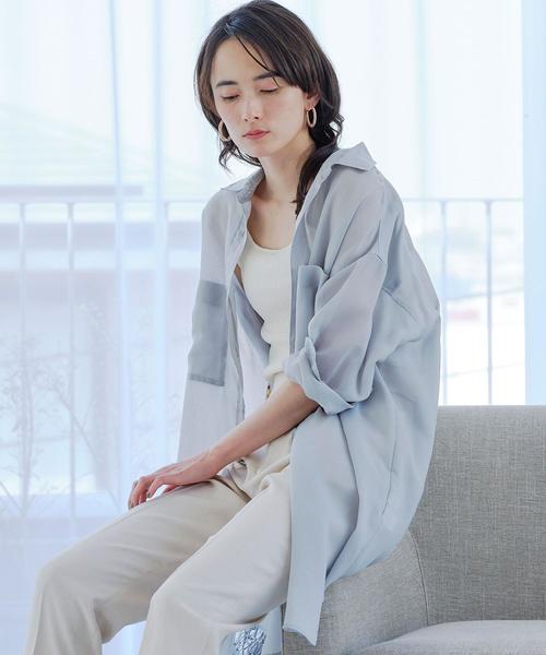 【新品】アイボリー シースルー 長袖シャツ グリーンレーベルリラクシング green label relaxing（グリーンレーベルリラクシング）の「S140