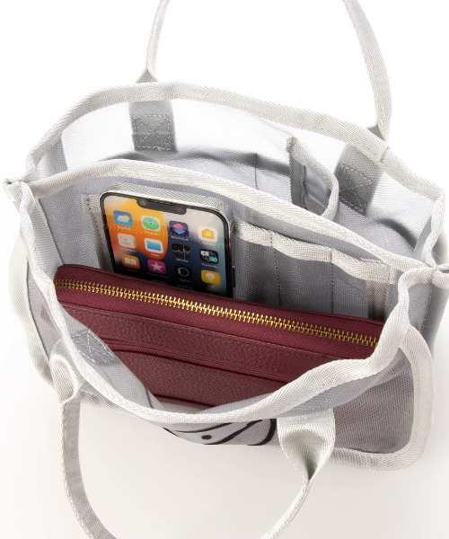 cache cache（カシュ カシュ）の「カシュカシュ cachecache / スマイルモチーフメッシュバッグインバッグ（ポーチ・レディース・ブラック/イエロー/ピンク/ベージュ/パープル/グレー・FREE）」の15枚目の写真