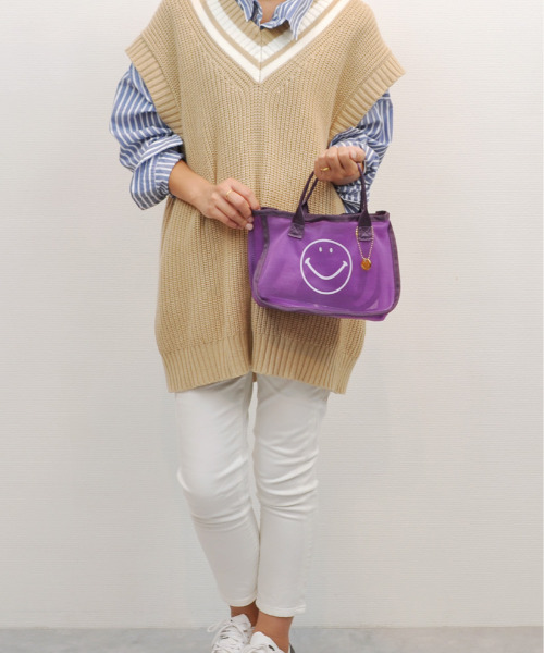 cache cache（カシュ カシュ）の「カシュカシュ cachecache / スマイルモチーフメッシュバッグインバッグ（ポーチ・レディース・ブラック/イエロー/ピンク/ベージュ/パープル/グレー・FREE）」の20枚目の写真