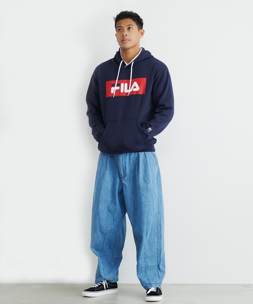 FILA(フィラ)の「【FILA/フィラ】ボックスロゴプリント ビックシルエット パーカー(パーカー・メンズ・ブラック/ネイビー/杢グレー/ホワイト・M/L/LL)」の8枚目の写真