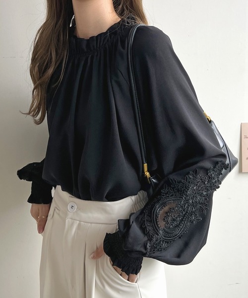 美品♡レリアン パール レース ブラウス バルーンスリーブ 近年モデル 23SS 美品♡レリアン パール レース ブラウス バルーンスリーブ 近年