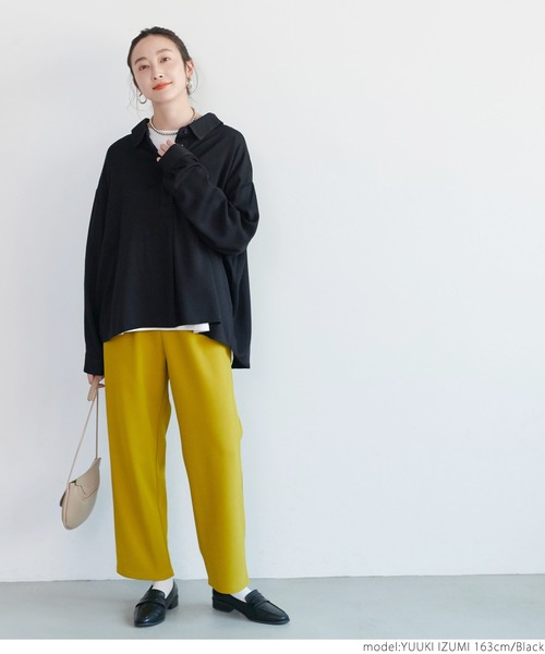 coca(coca)(コカ)の「レーヨンツイル抜け襟シャツ(シャツ/ブラウス・レディース・ブラック/カーキ・ONE SIZE)」の6枚目の写真