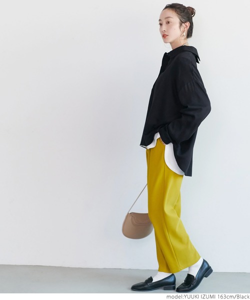 coca(coca)(コカ)の「レーヨンツイル抜け襟シャツ(シャツ/ブラウス・レディース・ブラック/カーキ・ONE SIZE)」の7枚目の写真
