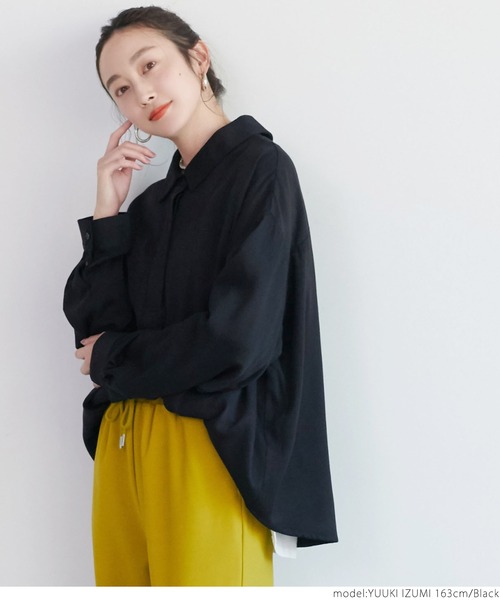 coca(coca)(コカ)の「レーヨンツイル抜け襟シャツ(シャツ/ブラウス・レディース・ブラック/カーキ・ONE SIZE)」の5枚目の写真