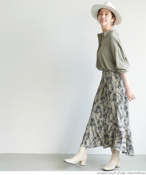 coca(coca)(コカ)の「レーヨンツイル抜け襟シャツ(シャツ/ブラウス・レディース・ブラック/カーキ・ONE SIZE)」の15枚目の写真