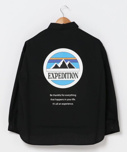 WEGO(ウィゴー)の「WEGO/マウンテンロゴワークシャツ(シャツ/ブラウス・レディース・ブラック/ベージュ・FREE)」の5枚目の写真