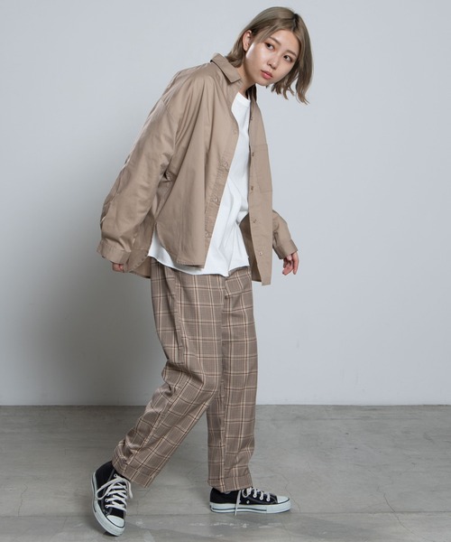 WEGO(ウィゴー)の「WEGO/マウンテンロゴワークシャツ(シャツ/ブラウス・レディース・ブラック/ベージュ・FREE)」の3枚目の写真