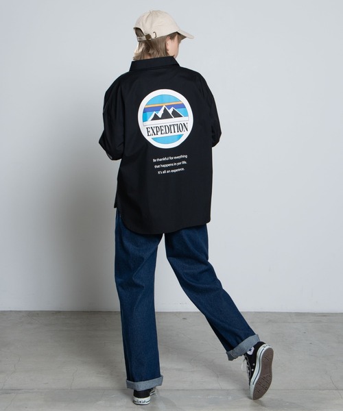 WEGO(ウィゴー)の「WEGO/マウンテンロゴワークシャツ(シャツ/ブラウス・レディース・ブラック/ベージュ・FREE)」の12枚目の写真