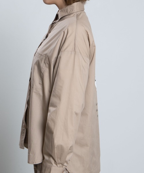 WEGO(ウィゴー)の「WEGO/マウンテンロゴワークシャツ(シャツ/ブラウス・レディース・ブラック/ベージュ・FREE)」の9枚目の写真