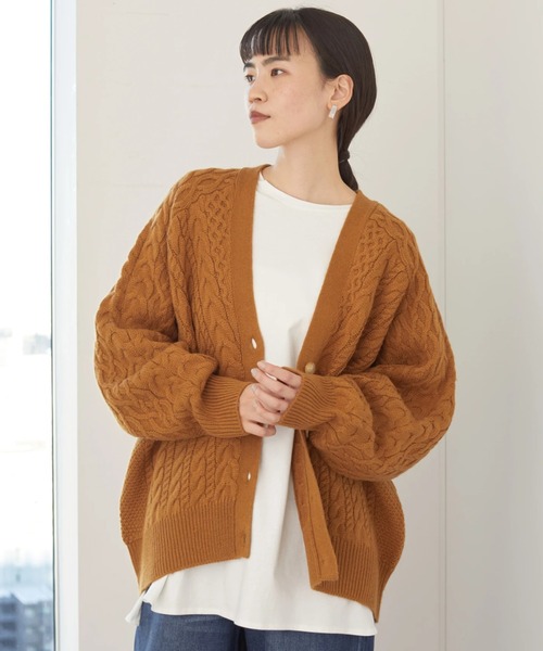 AMERICAN HOLIC(アメリカンホリック)の「ケーブルドルマンニットカーディガン *●(カーディガン/ボレロ・レディース・ブラック/アイボリー/モカ/マスタード・MEDIUM/LARGE)」の4枚目の写真