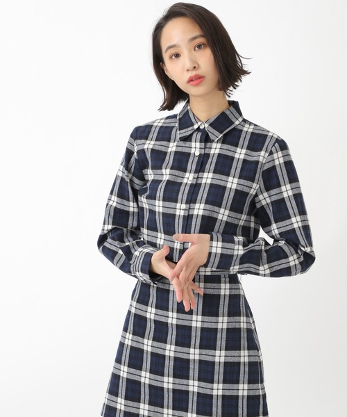 ALAND（エーランド）の「curetty／チェックショートシャツ　2924156（シャツ/ブラウス・レディース・ネイビー/レッド/イエロー/グリーン・SMALL）」の3枚目の写真