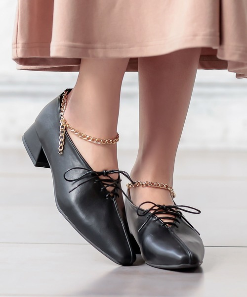 KOBE LETTUCE（コウベレタス）の「チェーンアンクレット2Wayレースアップシューズ（その他シューズ・レディース・ベージュ/アイボリー/ブラック・LL/M/S/L）」の3枚目の写真