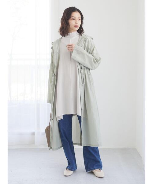 Green　Parks（グリーンパークス）の「軽量ロングマンパ＊（マウンテンパーカー・レディース・オフホワイト/ライトカーキ・FREE）」の18枚目の写真