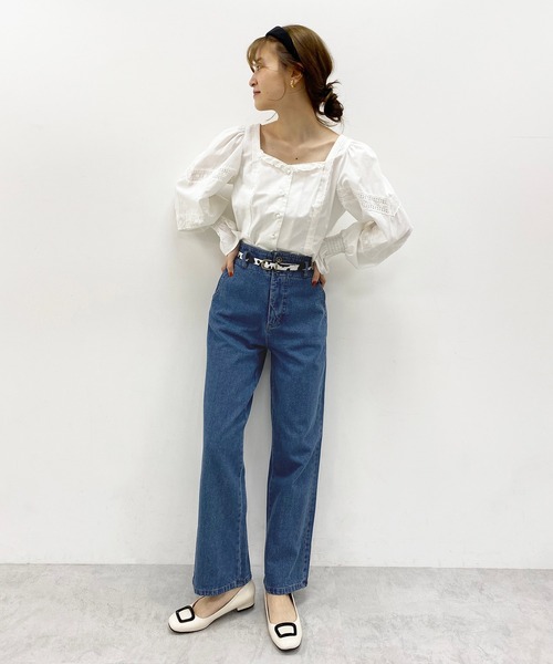 one after another NICE CLAUP（ワンアフターアナザーナイスクラップ）の「極みワイドデニムパンツ（デニムパンツ・レディース・ブラック/ネイビー/ブルー/アイボリー・SMALL/MEDIUM）」の18枚目の写真
