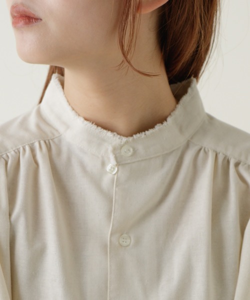 Kastane（カスタネ）の「【Thank Mat'l.】リサイクルヤーンギャザーボリュームシャツ（シャツ/ブラウス・レディース・ベージュ/グリーン/アイボリー・FREE）」の9枚目の写真