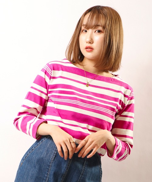 nougatine(ヌガティーヌ)の「【nougatine】ボートネック8分袖プルオーバー(スウェット・レディース・ブラック/ネイビー/ピンク・FREE)」の3枚目の写真