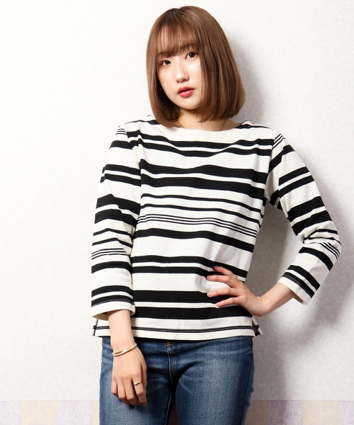 nougatine(ヌガティーヌ)の「【nougatine】ボートネック8分袖プルオーバー(スウェット・レディース・ブラック/ネイビー/ピンク・FREE)」の15枚目の写真